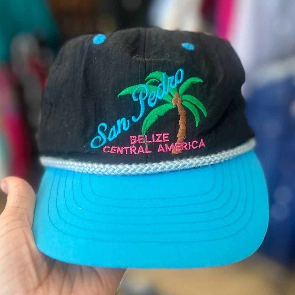 Vtg 90s San Pedro Belize novelty souvenir rope hat